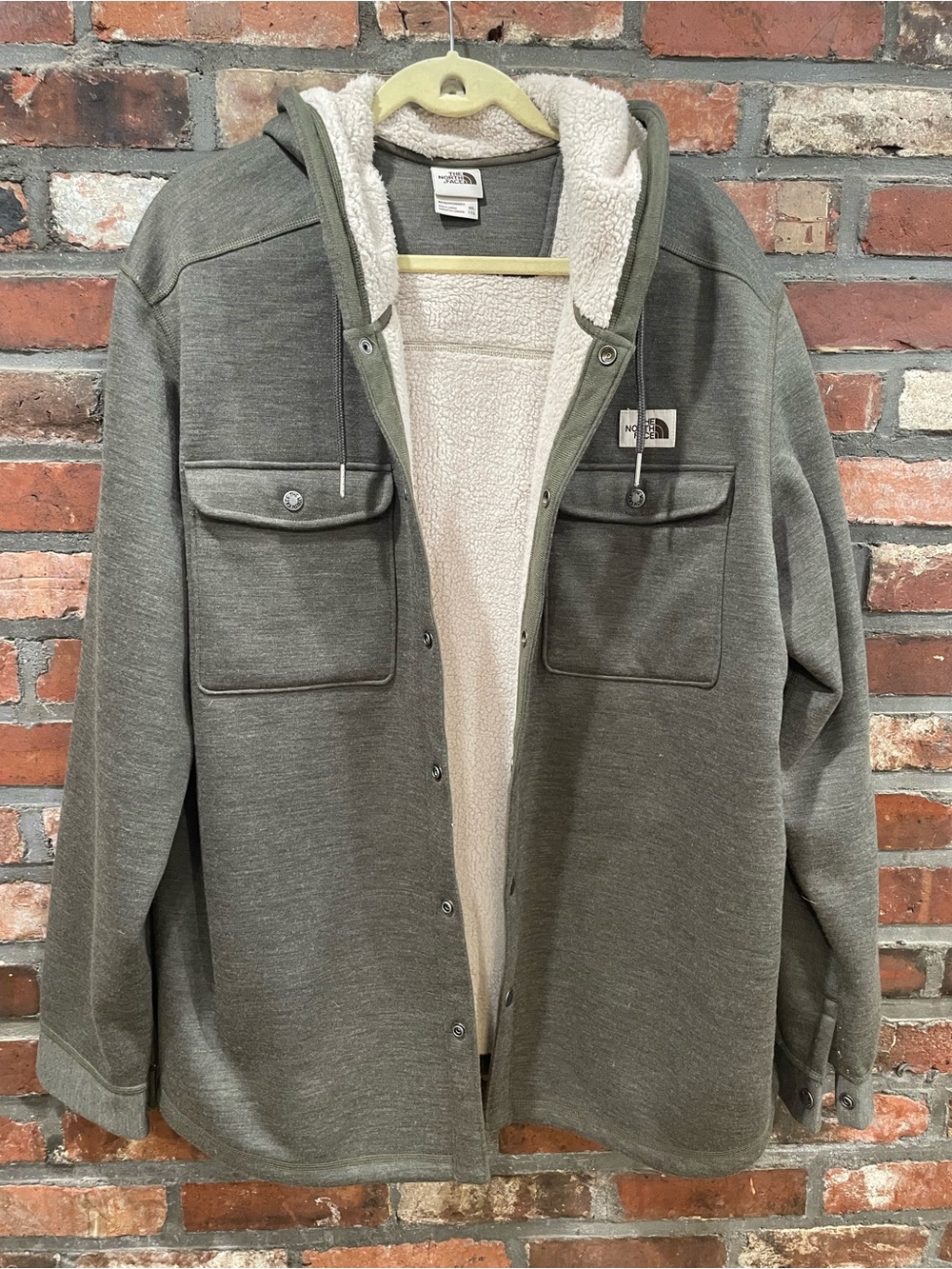 The North Face Olive Green Sherpa-Lined Hooded Overshirt